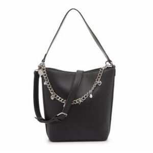 Kelly & Katie Draped Charm Bucket Bag Black